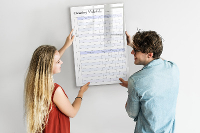 Memobord van glas met print inclusief neodymium magneten Maandelijks schoonmaakschema