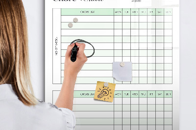 Decoratief glazen wandbord beschrijfbaar en magnetisch Huishoudelijke takenplanner voor het hele gezin