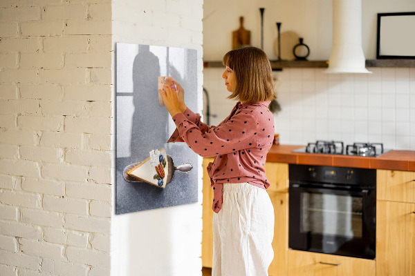 Decoratief glazen wandbord beschrijfbaar en magnetisch Creatief prikbord voor notities en foto's