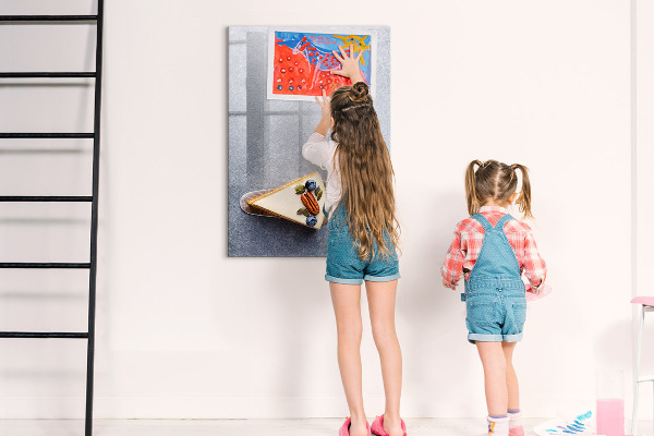 Decoratief glazen wandbord beschrijfbaar en magnetisch Creatief prikbord voor notities en foto's