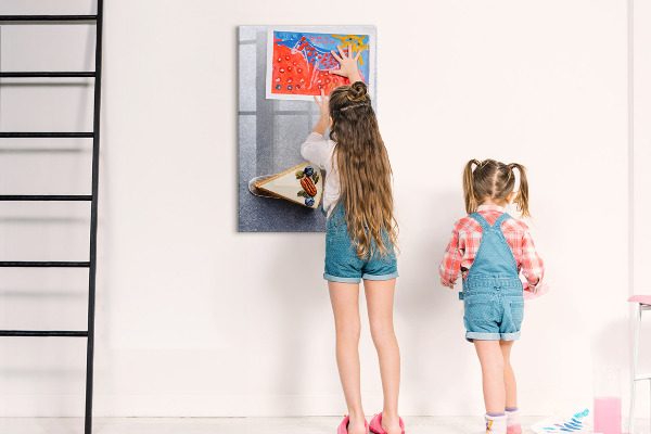 Decoratief glazen wandbord beschrijfbaar en magnetisch Creatief prikbord voor notities en foto's
