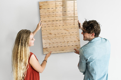 Decoratief glazen wandbord beschrijfbaar en magnetisch Notitiebord op een houten achtergrond