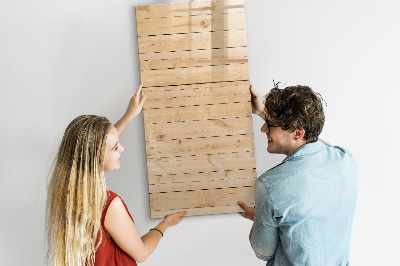 Decoratief glazen wandbord beschrijfbaar en magnetisch Notitiebord op een houten achtergrond