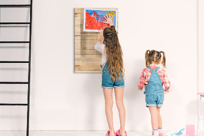 Decoratief glazen wandbord beschrijfbaar en magnetisch Notitiebord op een houten achtergrond