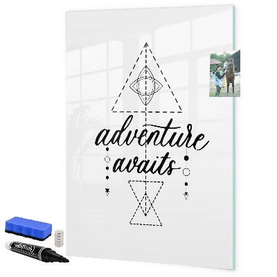 Memobord van glas met print inclusief neodymium magneten Een creatieve ruimte voor herinneringen en avonturen.