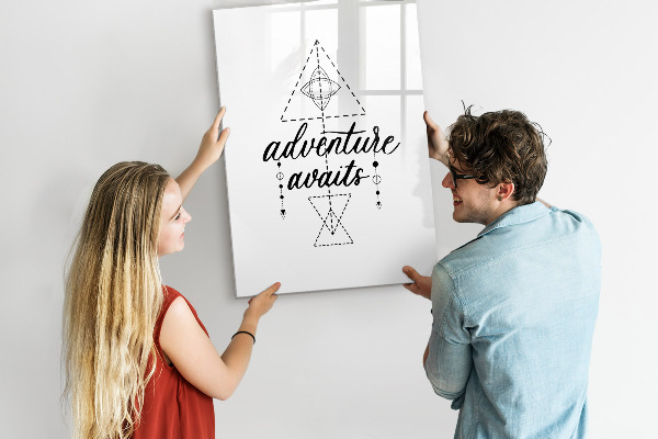 Memobord van glas met print inclusief neodymium magneten Een creatieve ruimte voor herinneringen en avonturen.