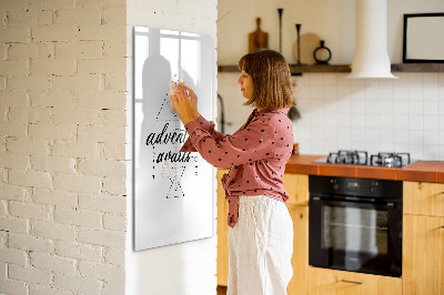 Memobord van glas met print inclusief neodymium magneten Een creatieve ruimte voor herinneringen en avonturen.