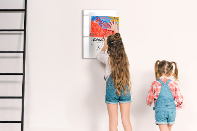 Memobord van glas met print inclusief neodymium magneten Een creatieve ruimte voor herinneringen en avonturen.