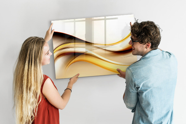 Decoratief glazen wandbord beschrijfbaar en magnetisch Een moderne ruimte voor het presenteren van foto's