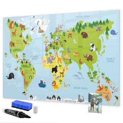 Memobord van glas met print inclusief neodymium magneten Interactieve kaart met foto's en aantekeningen