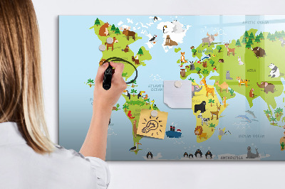 Memobord van glas met print inclusief neodymium magneten Interactieve kaart met foto's en aantekeningen