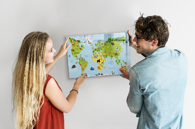 Memobord van glas met print inclusief neodymium magneten Interactieve kaart met foto's en aantekeningen