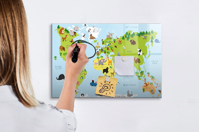 Memobord van glas met print inclusief neodymium magneten Interactieve kaart met foto's en aantekeningen