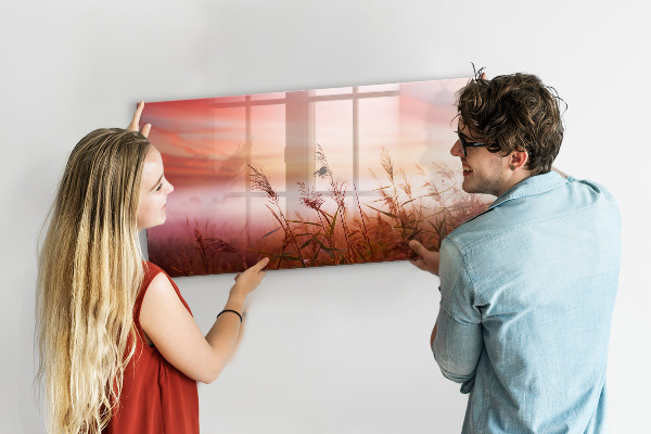 Memobord van glas met print inclusief neodymium magneten Een creatieve ruimte voor het presenteren van foto's