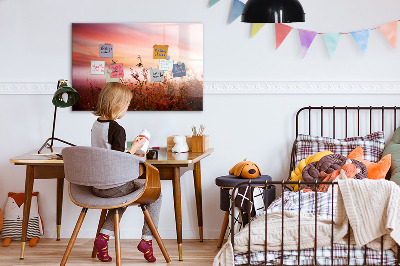 Memobord van glas met print inclusief neodymium magneten Een creatieve ruimte voor het presenteren van foto's