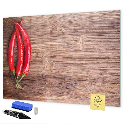 Decoratief glazen wandbord beschrijfbaar en magnetisch Een praktisch prikbord voor notities en foto's.