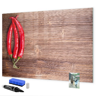 Decoratief glazen wandbord beschrijfbaar en magnetisch Een praktisch prikbord voor notities en foto's.