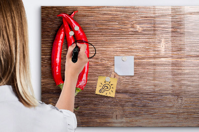 Decoratief glazen wandbord beschrijfbaar en magnetisch Een praktisch prikbord voor notities en foto's.