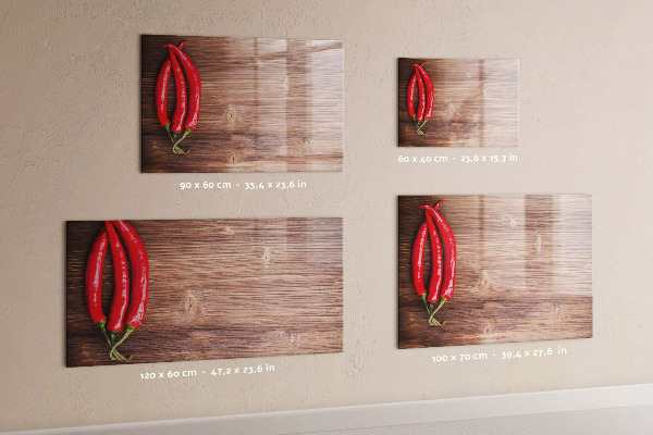 Decoratief glazen wandbord beschrijfbaar en magnetisch Een praktisch prikbord voor notities en foto's.