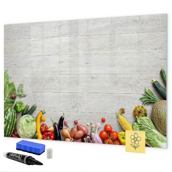 Decoratief glazen wandbord beschrijfbaar en magnetisch Een creatieve ruimte voor herinneringen en foto's