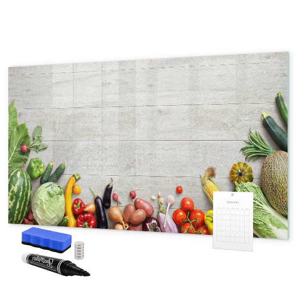 Decoratief glazen wandbord beschrijfbaar en magnetisch Een creatieve ruimte voor herinneringen en foto's