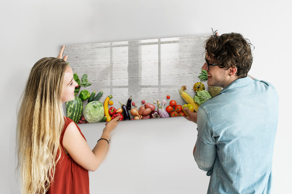 Decoratief glazen wandbord beschrijfbaar en magnetisch Een creatieve ruimte voor herinneringen en foto's