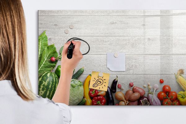 Decoratief glazen wandbord beschrijfbaar en magnetisch Een creatieve ruimte voor herinneringen en foto's