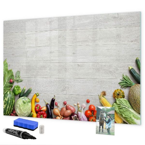 Decoratief glazen wandbord beschrijfbaar en magnetisch Een creatieve ruimte voor herinneringen en foto's