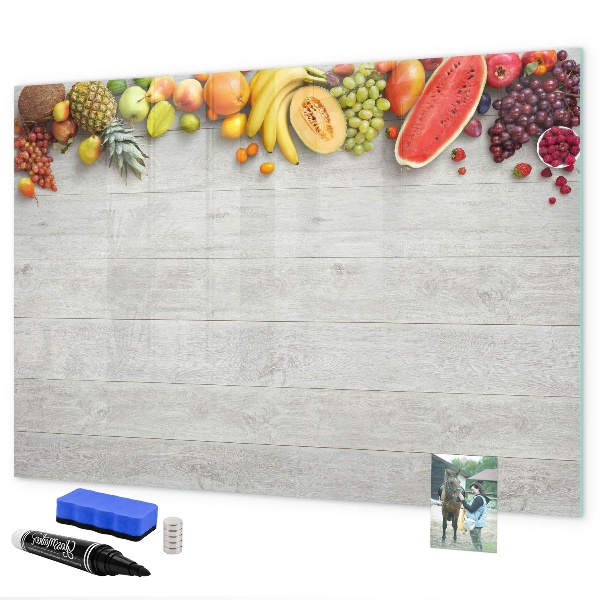 Decoratief glazen wandbord beschrijfbaar en magnetisch Kleurrijke fotopresentatieset