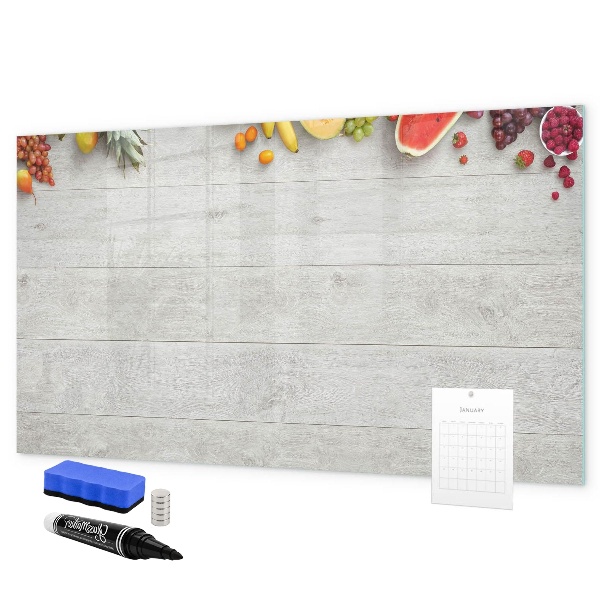 Decoratief glazen wandbord beschrijfbaar en magnetisch Kleurrijke fotopresentatieset