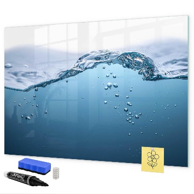Decoratief glazen wandbord beschrijfbaar en magnetisch Waterachtergrond met foto's en accessoires