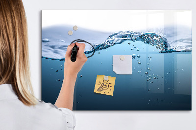 Decoratief glazen wandbord beschrijfbaar en magnetisch Waterachtergrond met foto's en accessoires