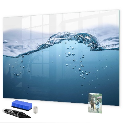 Decoratief glazen wandbord beschrijfbaar en magnetisch Waterachtergrond met foto's en accessoires