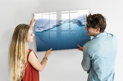 Decoratief glazen wandbord beschrijfbaar en magnetisch Waterachtergrond met foto's en accessoires