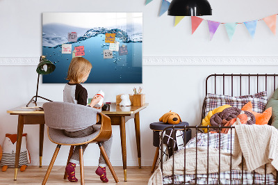 Decoratief glazen wandbord beschrijfbaar en magnetisch Waterachtergrond met foto's en accessoires