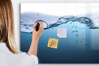 Decoratief glazen wandbord beschrijfbaar en magnetisch Waterachtergrond met foto's en accessoires