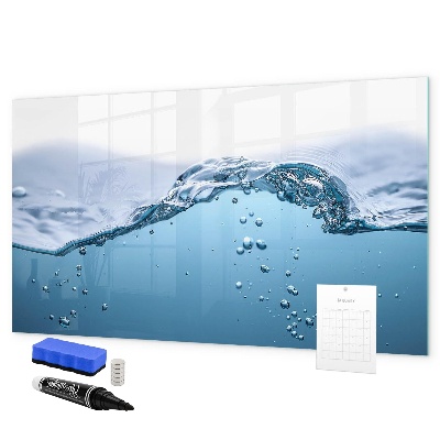 Decoratief glazen wandbord beschrijfbaar en magnetisch Waterachtergrond met foto's en accessoires