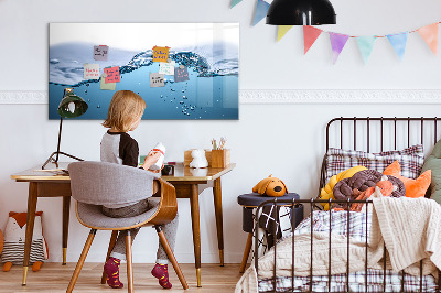 Decoratief glazen wandbord beschrijfbaar en magnetisch Waterachtergrond met foto's en accessoires