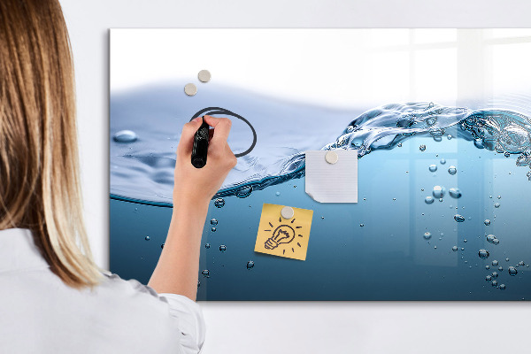 Decoratief glazen wandbord beschrijfbaar en magnetisch Waterachtergrond met foto's en accessoires
