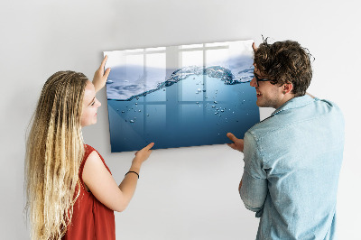 Decoratief glazen wandbord beschrijfbaar en magnetisch Waterachtergrond met foto's en accessoires