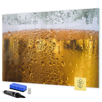 Memobord van glas met print inclusief neodymium magneten Een koud biertje met persoonlijke herinneringen.