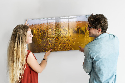 Memobord van glas met print inclusief neodymium magneten Een koud biertje met persoonlijke herinneringen.