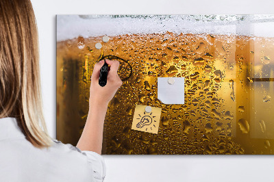 Memobord van glas met print inclusief neodymium magneten Een koud biertje met persoonlijke herinneringen.