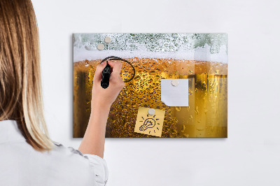 Memobord van glas met print inclusief neodymium magneten Een koud biertje met persoonlijke herinneringen.