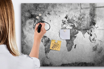 Memobord van glas met print inclusief neodymium magneten Wereldkaart met persoonlijke foto's
