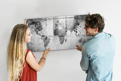 Memobord van glas met print inclusief neodymium magneten Wereldkaart met persoonlijke foto's
