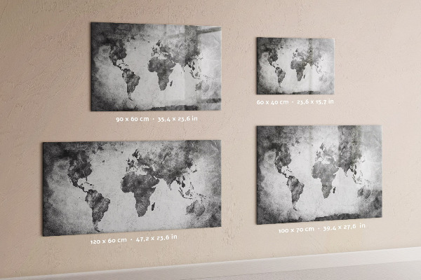 Memobord van glas met print inclusief neodymium magneten Wereldkaart met persoonlijke foto's