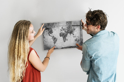 Memobord van glas met print inclusief neodymium magneten Wereldkaart met persoonlijke foto's