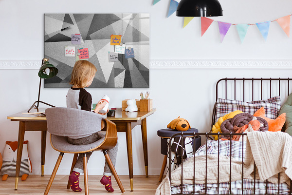 Decoratief glazen wandbord beschrijfbaar en magnetisch Modern prikbord voor notities en foto's
