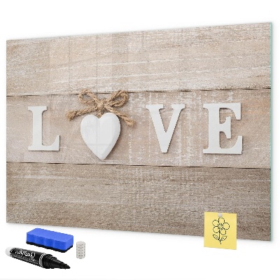 Decoratief glazen wandbord beschrijfbaar en magnetisch Liefde in foto's en herinneringen